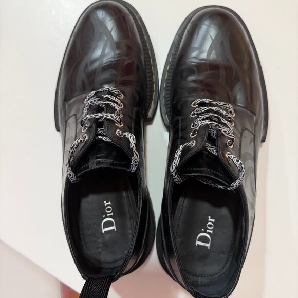 Dior Homme Black Leather Derby Shoes, Size: Men's US 8.5, Black - Picture 1 of 5